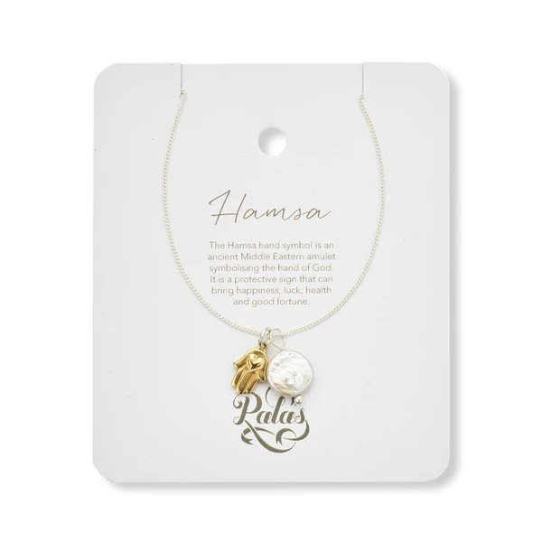 Hamsa and pearl necklace - Spiritess Gifts