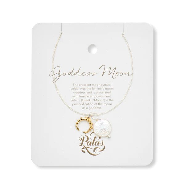 Goddess moon and pearl amulet necklace - Spiritess Gifts